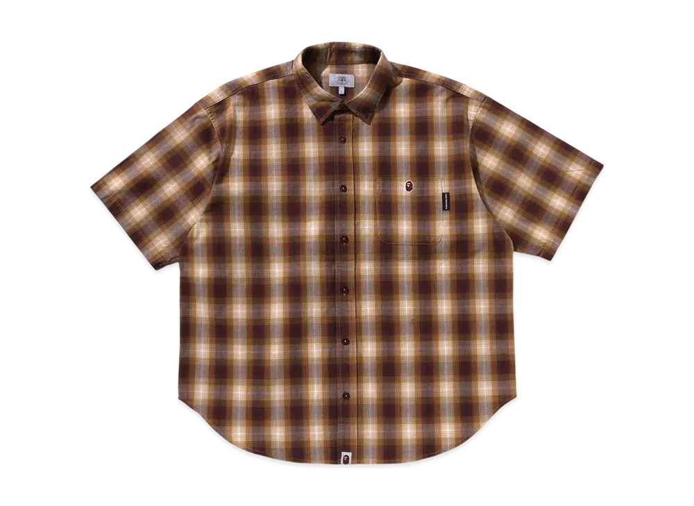 A BATHING APE Ombre Check Relaxed Fit Ss Shirt "Yellow"