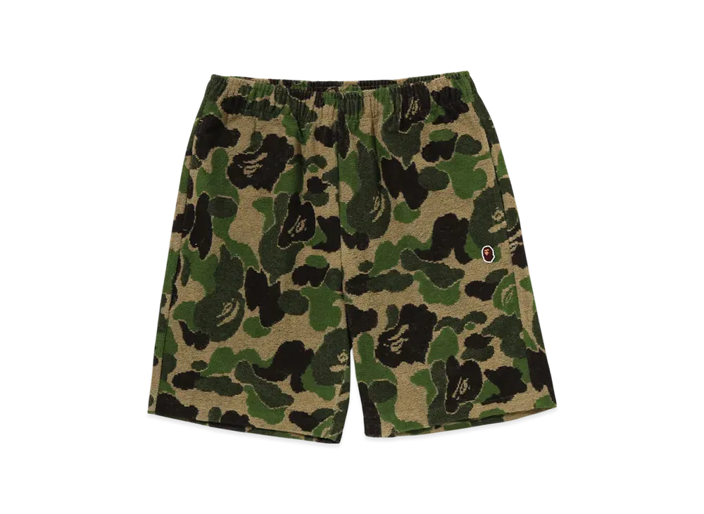 A BATHING APE Abc Camo Pile One Point Sweat Shorts "Green"