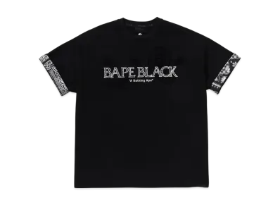 A BATHING APE Bape Black Paisley Patch Logo Tee "Black"