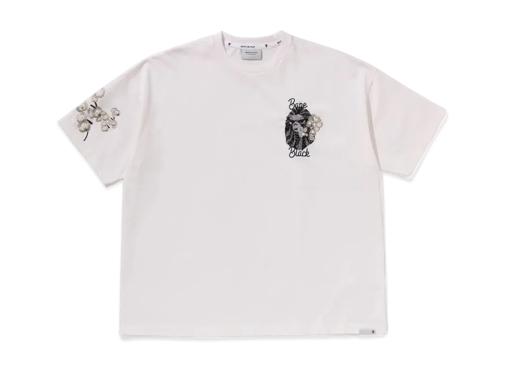 A BATHING APE Bape Black Pearl Emb Floral Tee "White"