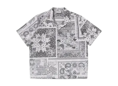 A BATHING APE Bape Black Boro Paisley Camp Shirt "White"