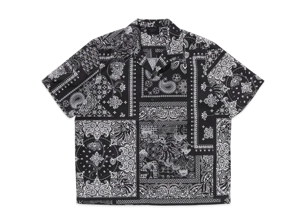 A BATHING APE Bape Black Boro Paisley Camp Shirt "Black"