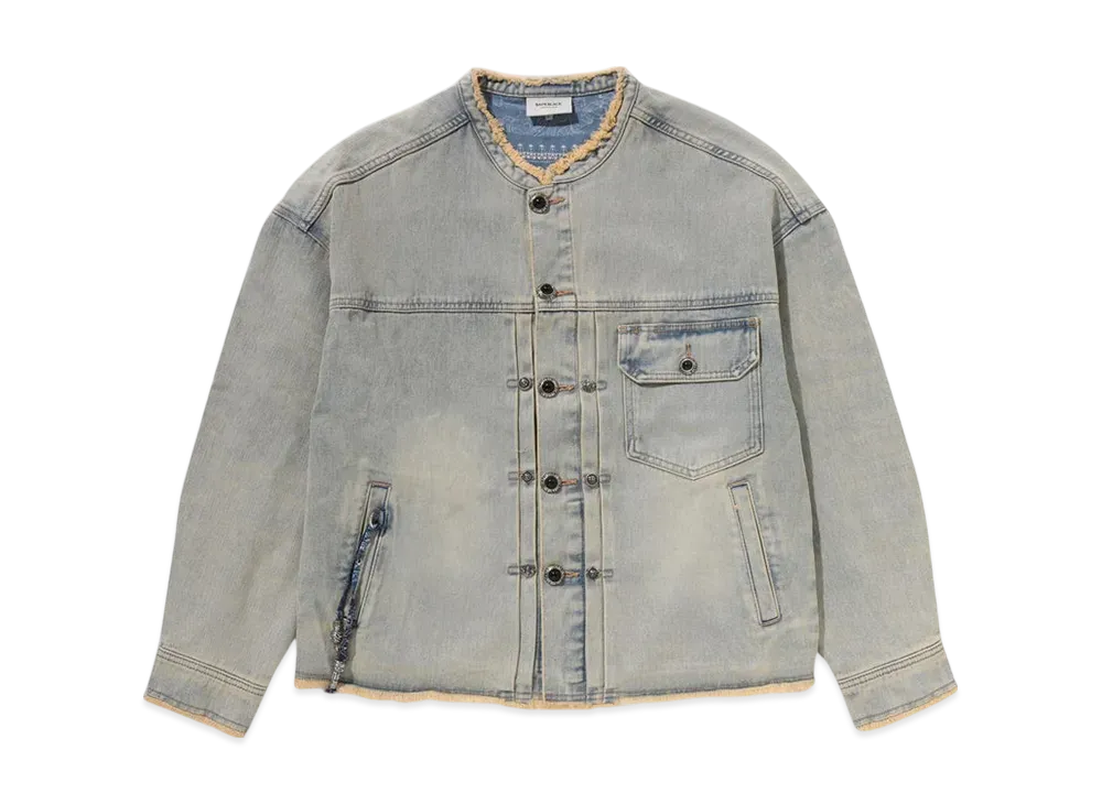 A BATHING APE Bape Black Paisley Patch Collarless Jacket "Lightindi"