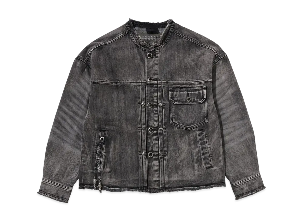 A BATHING APE Bape Black Paisley Patch Collarless Jacket "Black"