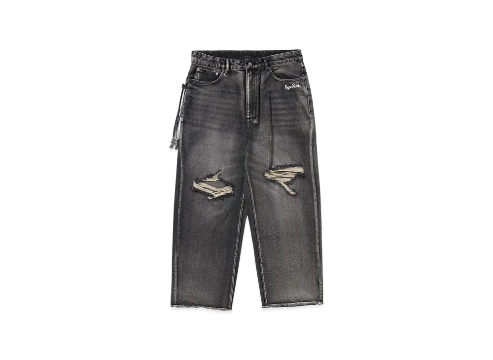 A BATHING APE Bape Black Essential Paisley Trimmed Denim "Black"