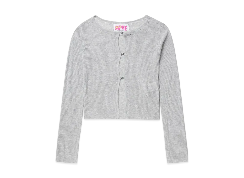 A BATHING APE Button Front Distressed Cardigan "Gray"