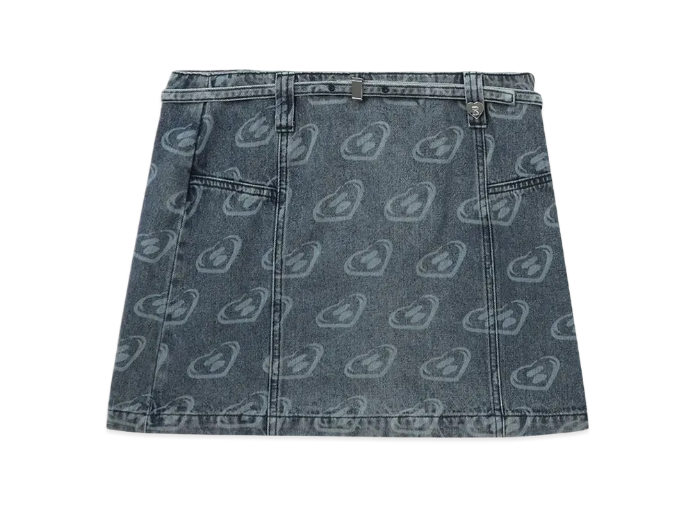A BATHING APE Belted Pattern Denim Mini Skirt "Lightindi"