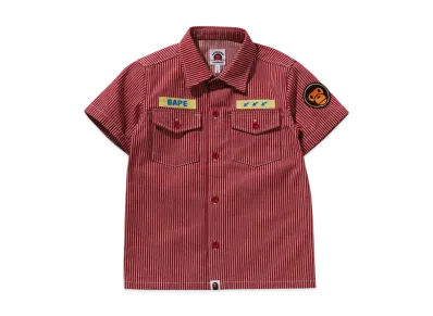 A BATHING APE Hickory Baby Milo Patch SS Shirt "Red"