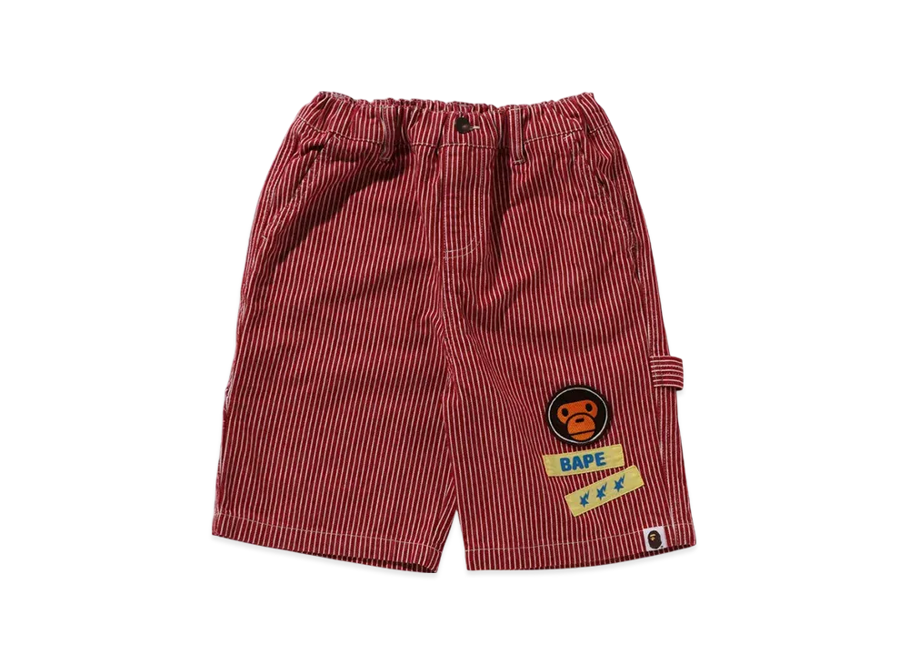 A BATHING APE Hickory Milo Patch Painter Shorts "Red"