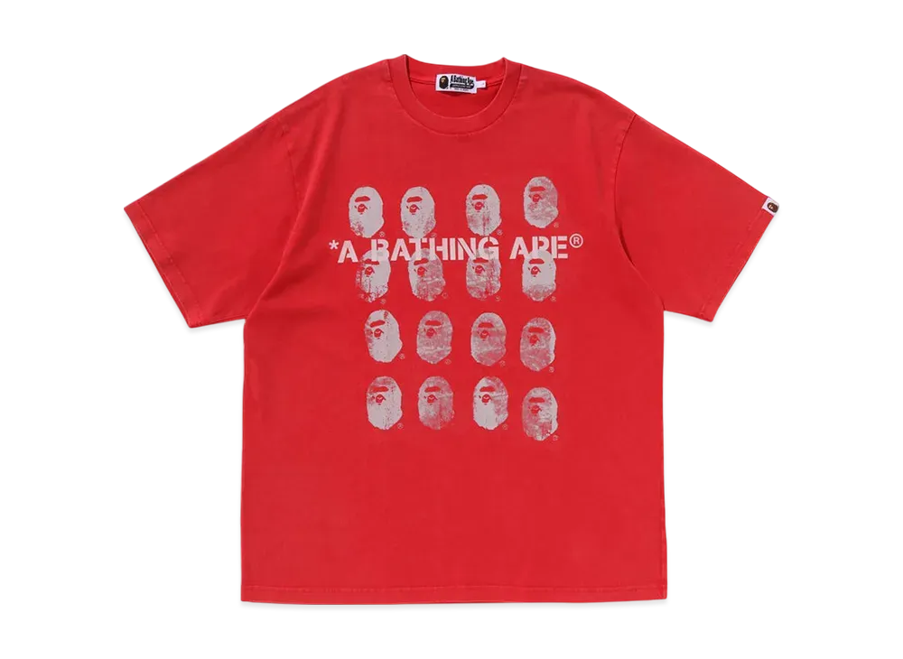A BATHING APE Garment Dye Logo Relaxed Fit Tee "Red"