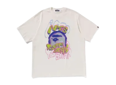 A BATHING APE Heavy Washed Logo Relaxed Fit Tee "Ivory"