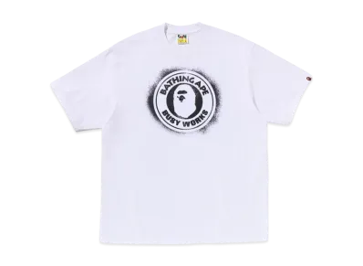 A BATHING APE Spray Print Busy Works Relaxed Fit Tee "White"