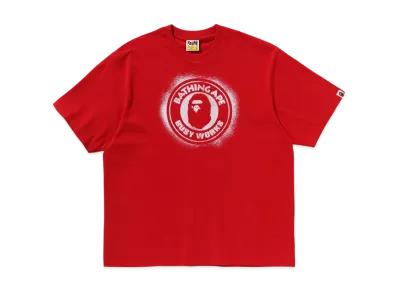 A BATHING APE Spray Print Busy Works Relaxed Fit Tee "Red"