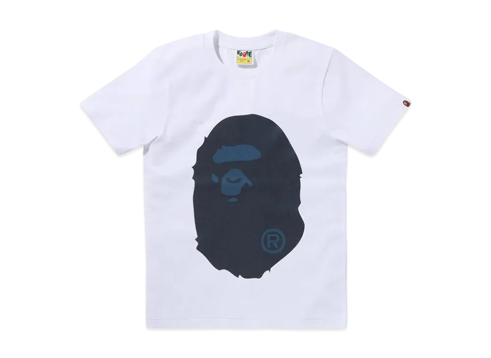 A BATHING APE Denim Big Ape Head Tee "White"