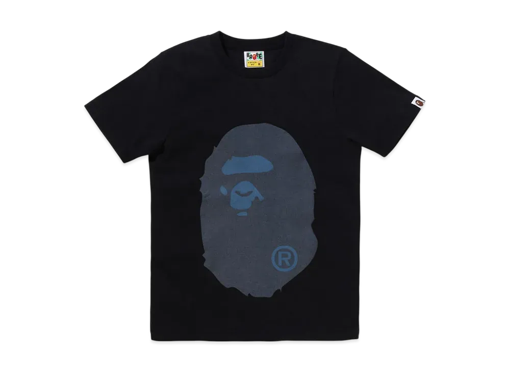 A BATHING APE Denim Big Ape Head Tee "Black"