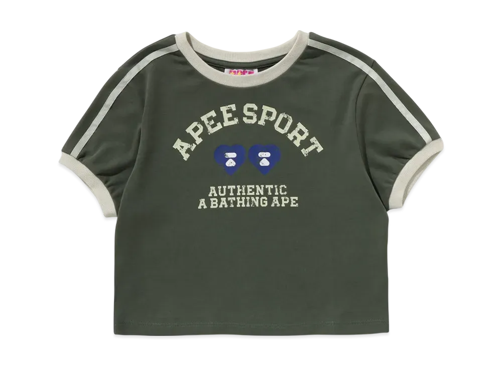 A BATHING APE Logo Printed Crop Tee "Green"