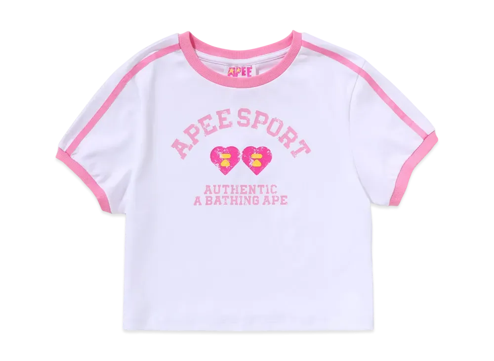 A BATHING APE Logo Printed Crop Tee "White"