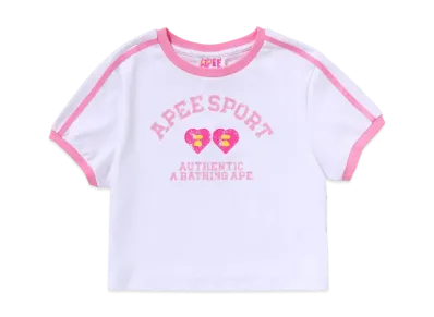 A BATHING APE Logo Printed Crop Tee "White"