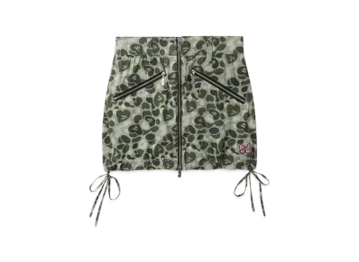 A BATHING APE Front Zip Balloon Mini Skirt "Green"