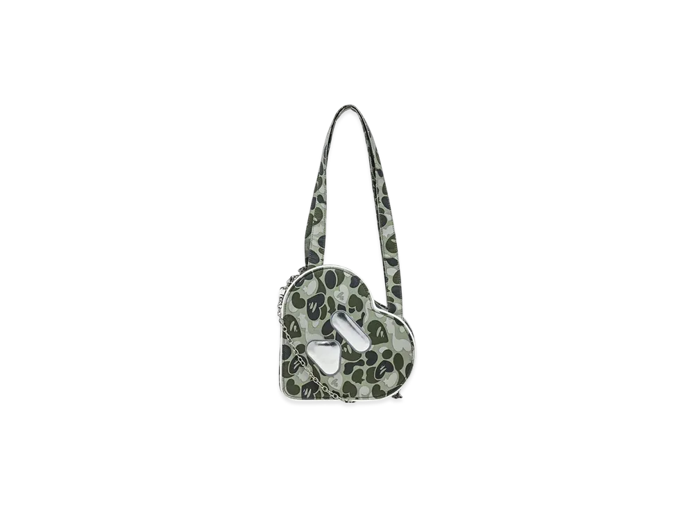 A BATHING APE Logo Heart Shape Bag GRN "Green"