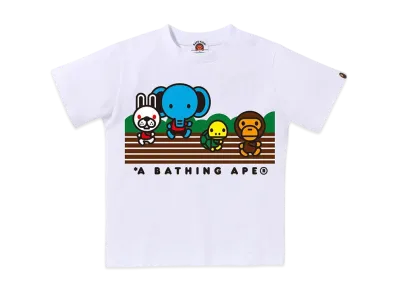 A BATHING APE Baby Milo Friends Foot Race Tee "White"