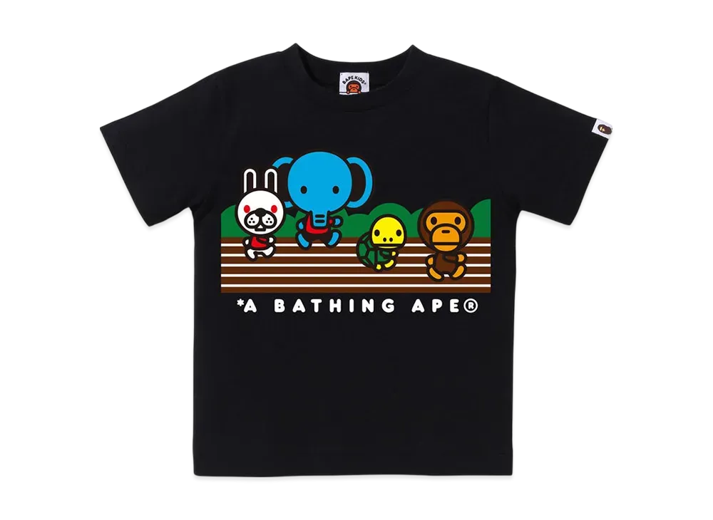 A BATHING APE Baby Milo Friends Foot Race Tee "Black"