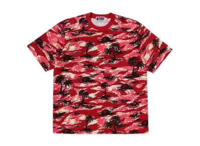 A BATHING APE Palm Tree Camo One Point Relaxed Fit Tee "Red"