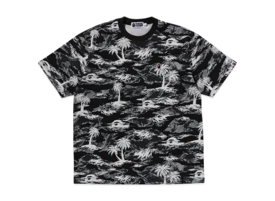 A BATHING APE Palm Tree Camo One Point Relaxed Fit Tee "Black"