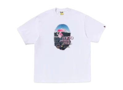 A BATHING APE Cityscape Ape Head Relaxed Fit Tee "White"