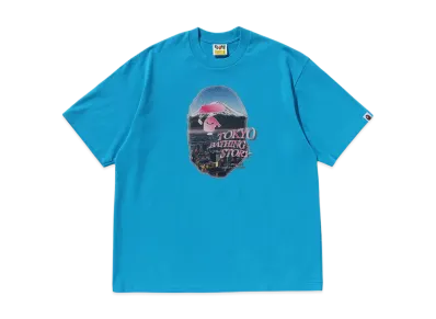 A BATHING APE Cityscape Ape Head Relaxed Fit Tee "Blue"