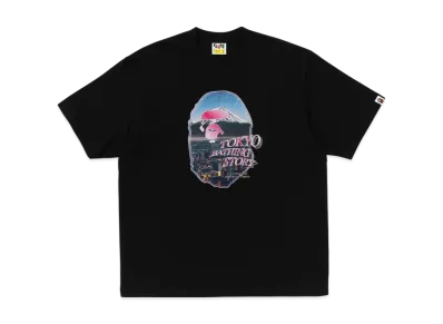 A BATHING APE Cityscape Ape Head Relaxed Fit Tee "Black"