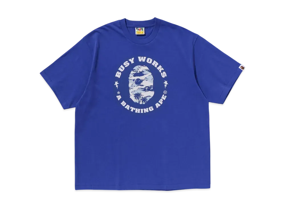 A BATHING APE Palm Tree Camo Busy Works Sta Relaxed Fit Tee "Blue"