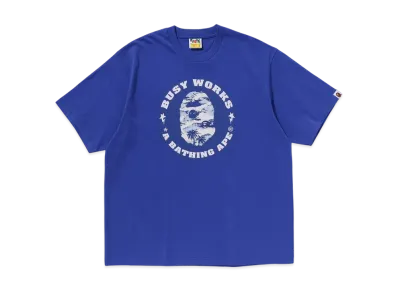 A BATHING APE Palm Tree Camo Busy Works Sta Relaxed Fit Tee "Blue"