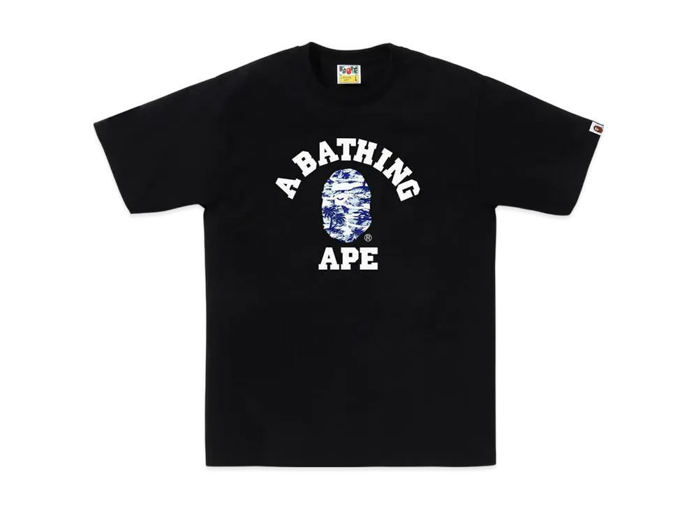 A BATHING APE Palm Tree Camo College Tee "Black/Blue"
