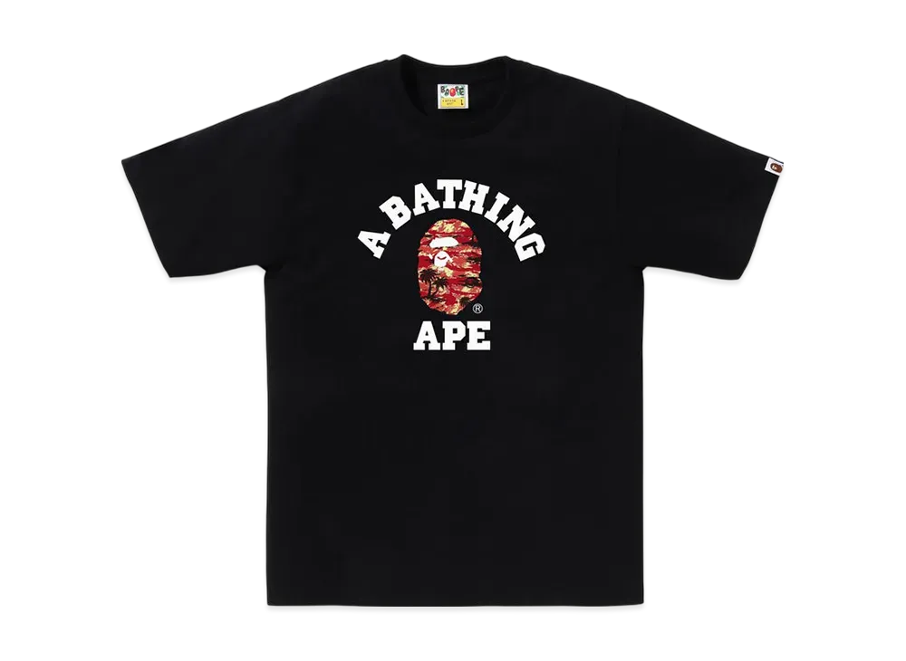 A BATHING APE Palm Tree Camo College Tee "Black/Red"