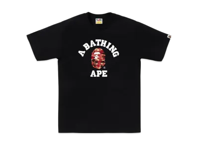 A BATHING APE Palm Tree Camo College Tee "Black/Red"