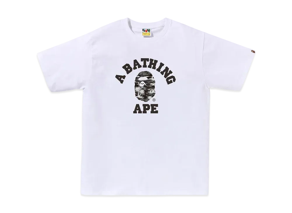 A BATHING APE Palm Tree Camo College Tee "White//Black"