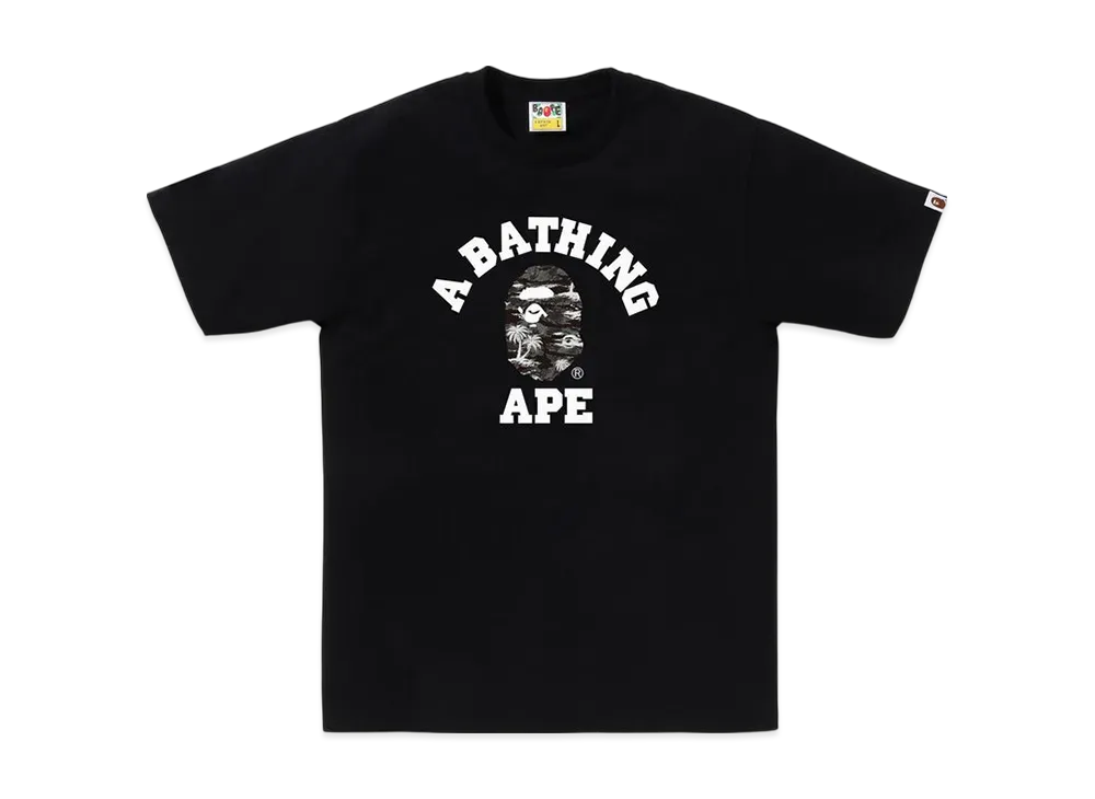 A BATHING APE Palm Tree Camo College Tee "Black/Black"