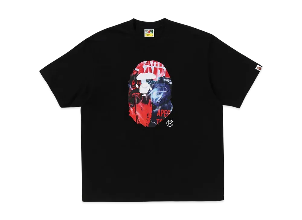 A BATHING APE Photo Print Ape Head Relaxed Fit Tee "Black"