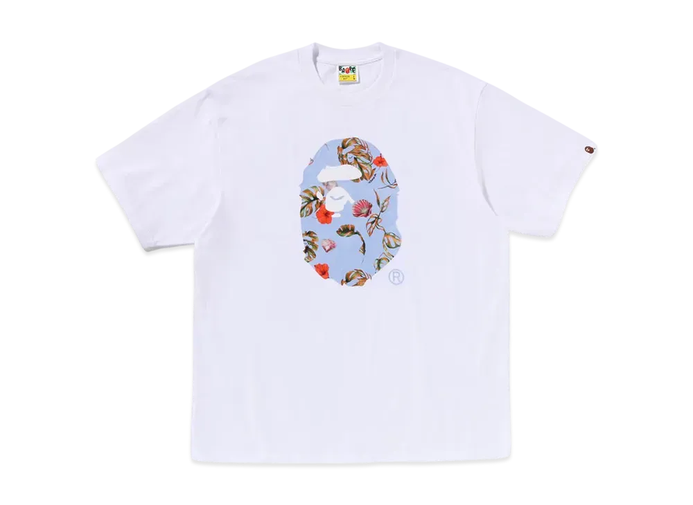 A BATHING APE Vacation Pattern Ape Head Relaxed Fit Tee "White"