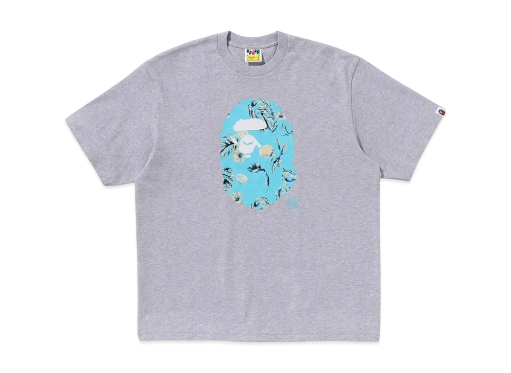 A BATHING APE Vacation Pattern Ape Head Relaxed Fit Tee "Gray"