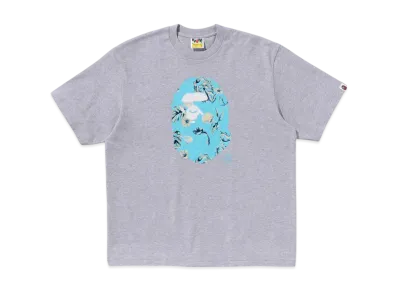 A BATHING APE Vacation Pattern Ape Head Relaxed Fit Tee "Gray"