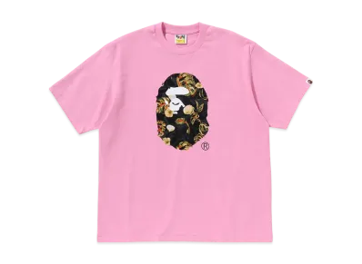 A BATHING APE Vacation Pattern Ape Head Relaxed Fit Tee "Pink"