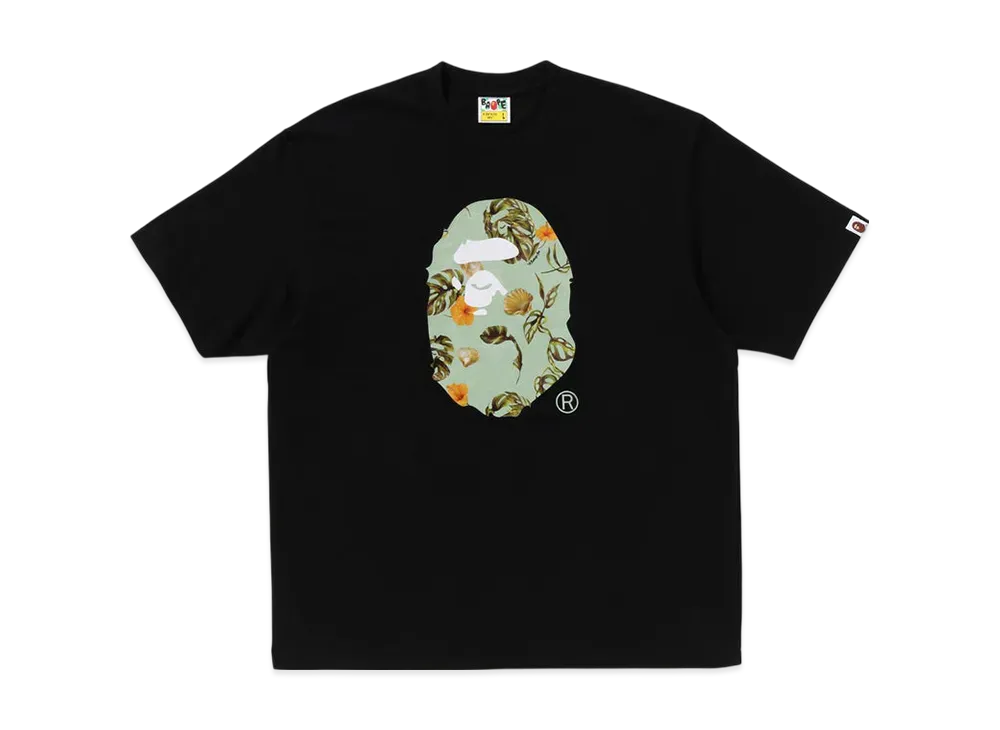A BATHING APE Vacation Pattern Ape Head Relaxed Fit Tee "Black"