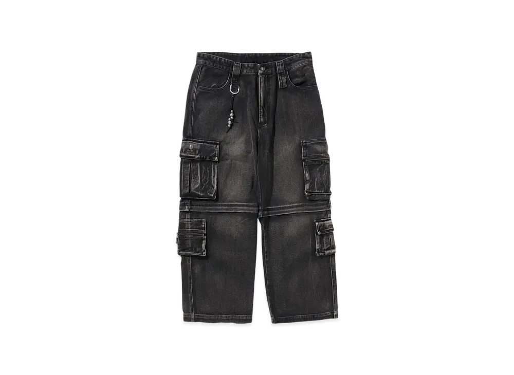 A BATHING APE Bape Black Cargo Rider Biker Jeans "Black"