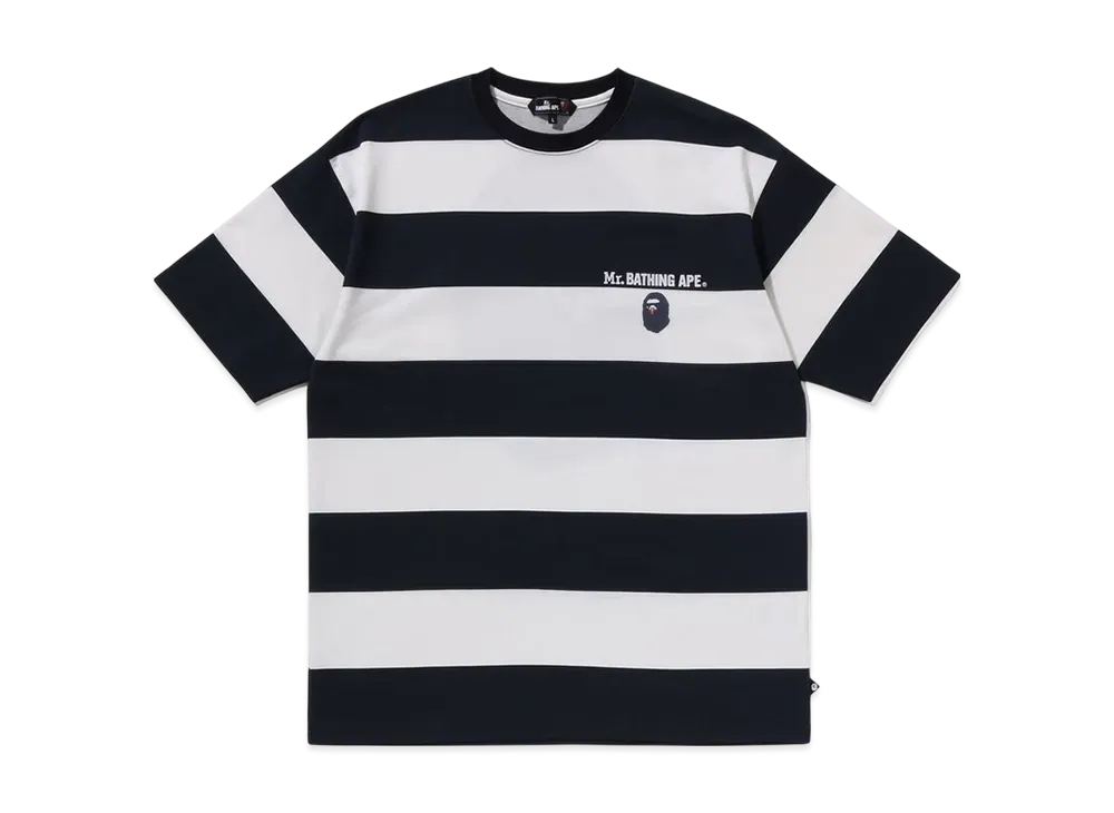 A BATHING APE Stripe Print Tee #4 "Navy"