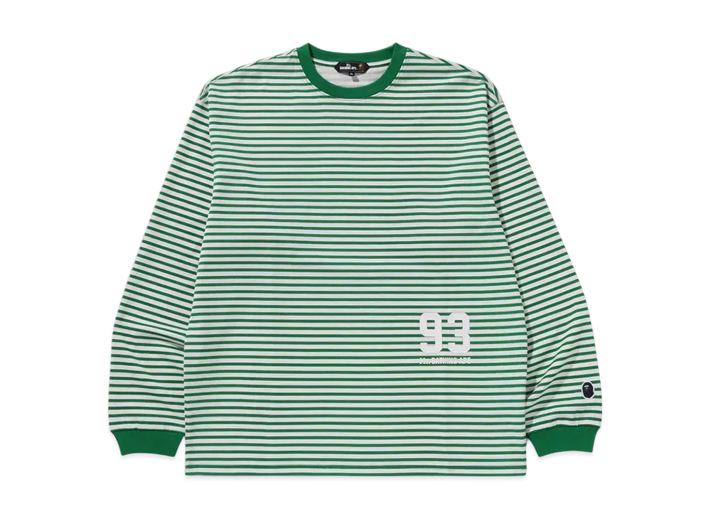 A BATHING APE Stripe LS Print Tee "Green"