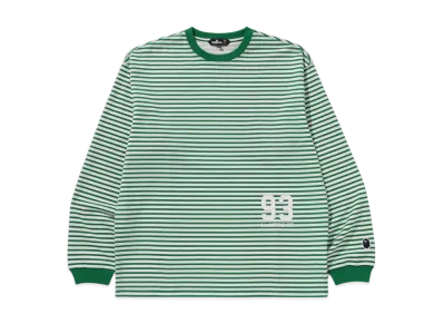 A BATHING APE Stripe LS Print Tee "Green"