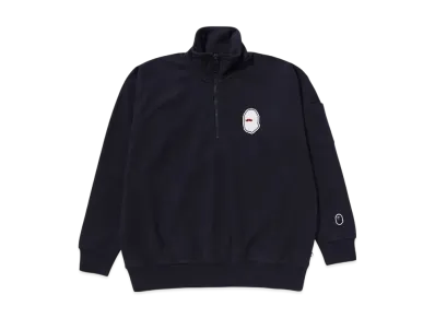 A BATHING APE Half Zip Pull Over Sweat Shirt #1 "Navy"