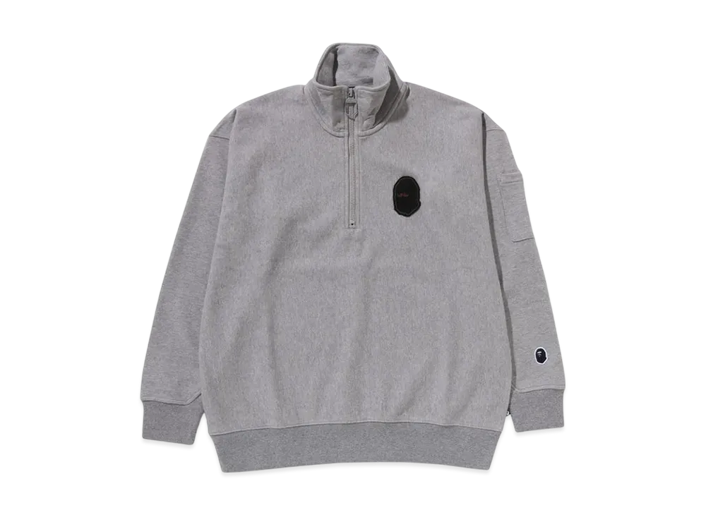 A BATHING APE Half Zip Pull Over Sweat Shirt #1 "Gray"